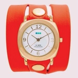 La Mer Collections Women's Odyssey Wrap Watch Orange and Gold EUC